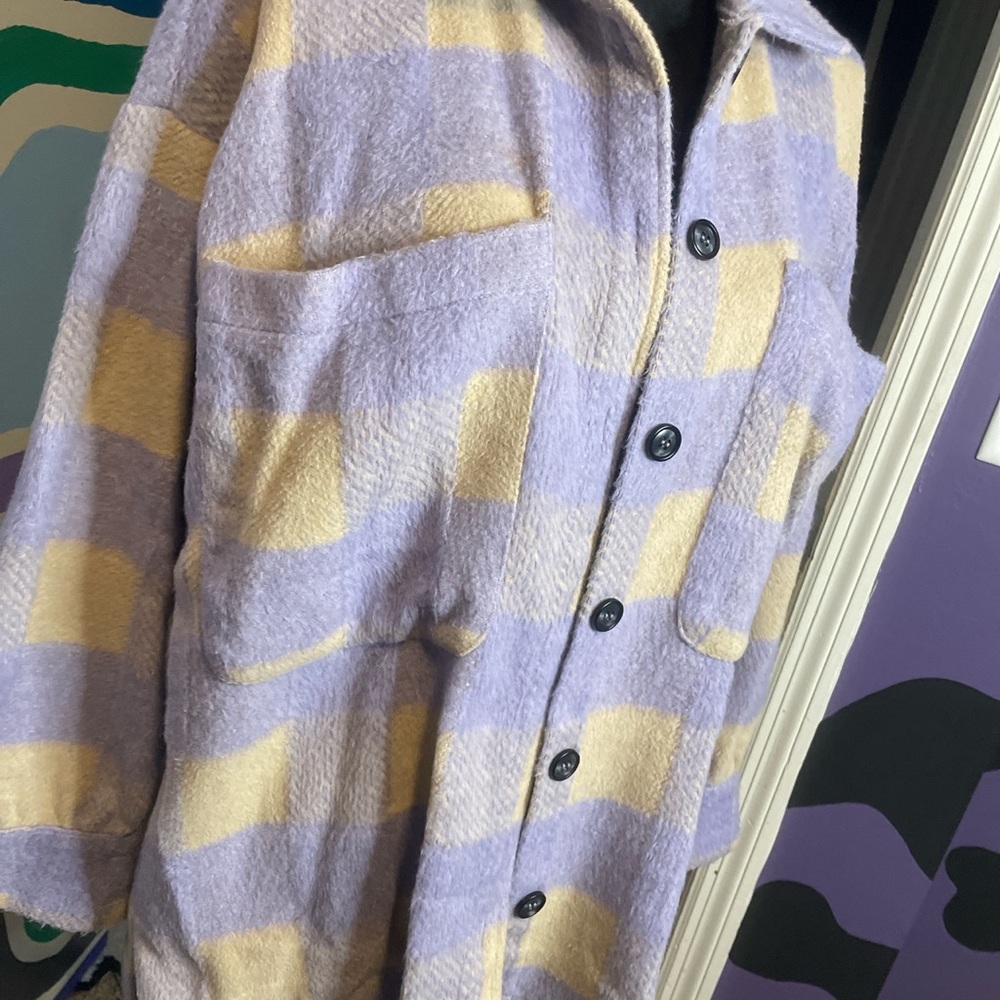 Beige ~ Purple Button Down Jacket - image 2